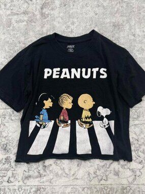 Peanuts The Beatles graphic tee cropped shirt
